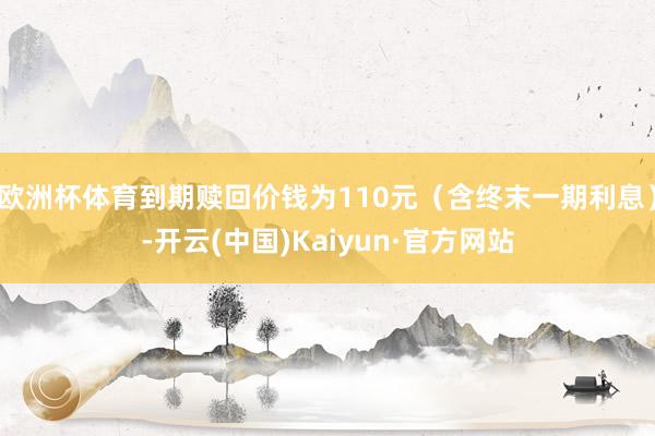 欧洲杯体育到期赎回价钱为110元（含终末一期利息）-开云(中国)Kaiyun·官方网站