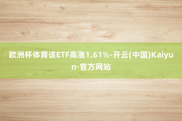 欧洲杯体育该ETF高涨1.61%-开云(中国)Kaiyun·官方网站