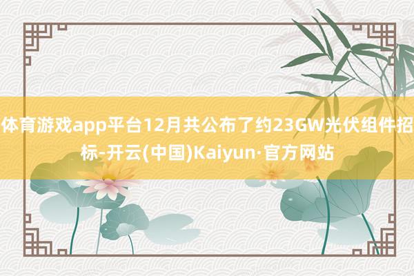 体育游戏app平台12月共公布了约23GW光伏组件招标-开云(中国)Kaiyun·官方网站